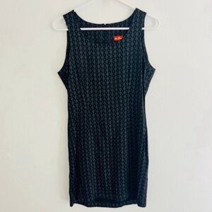 Vintage 90s Lip Gloss Black Satin Geometric Print Mini Slip Dress XS